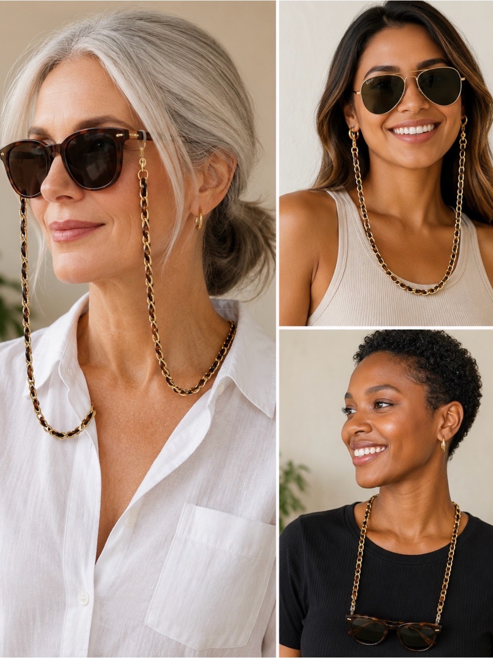 Anthropologie Gold and Tortoiseshell-Link Chain Accessory